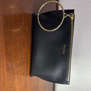Ted Baker Black and Gold Clutch with Circular Handle